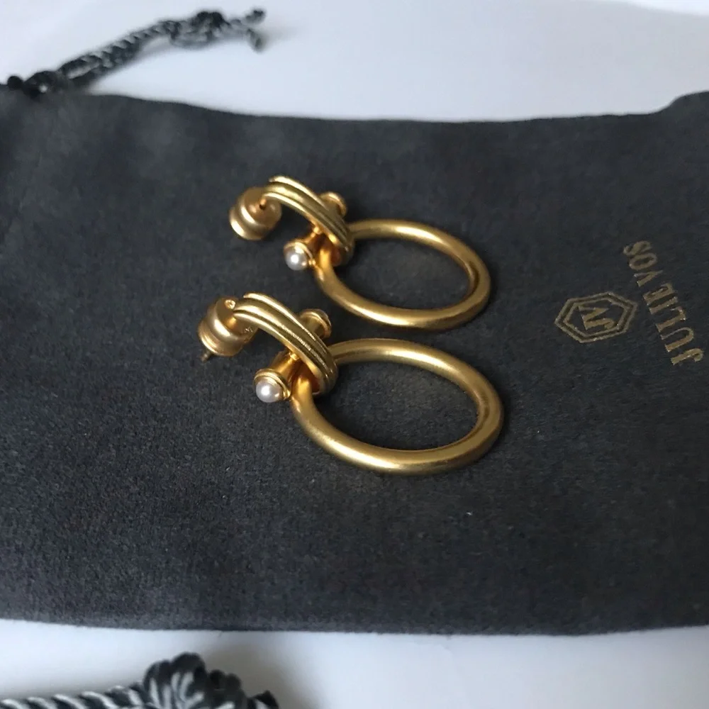 NWOT Julie Vos Gold Hoop Earrings - Picture 2 of 4